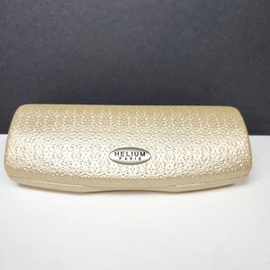Helium Paris Hard Clamshell Eyeglasses Case Gold Textured Metallic Finish Floral